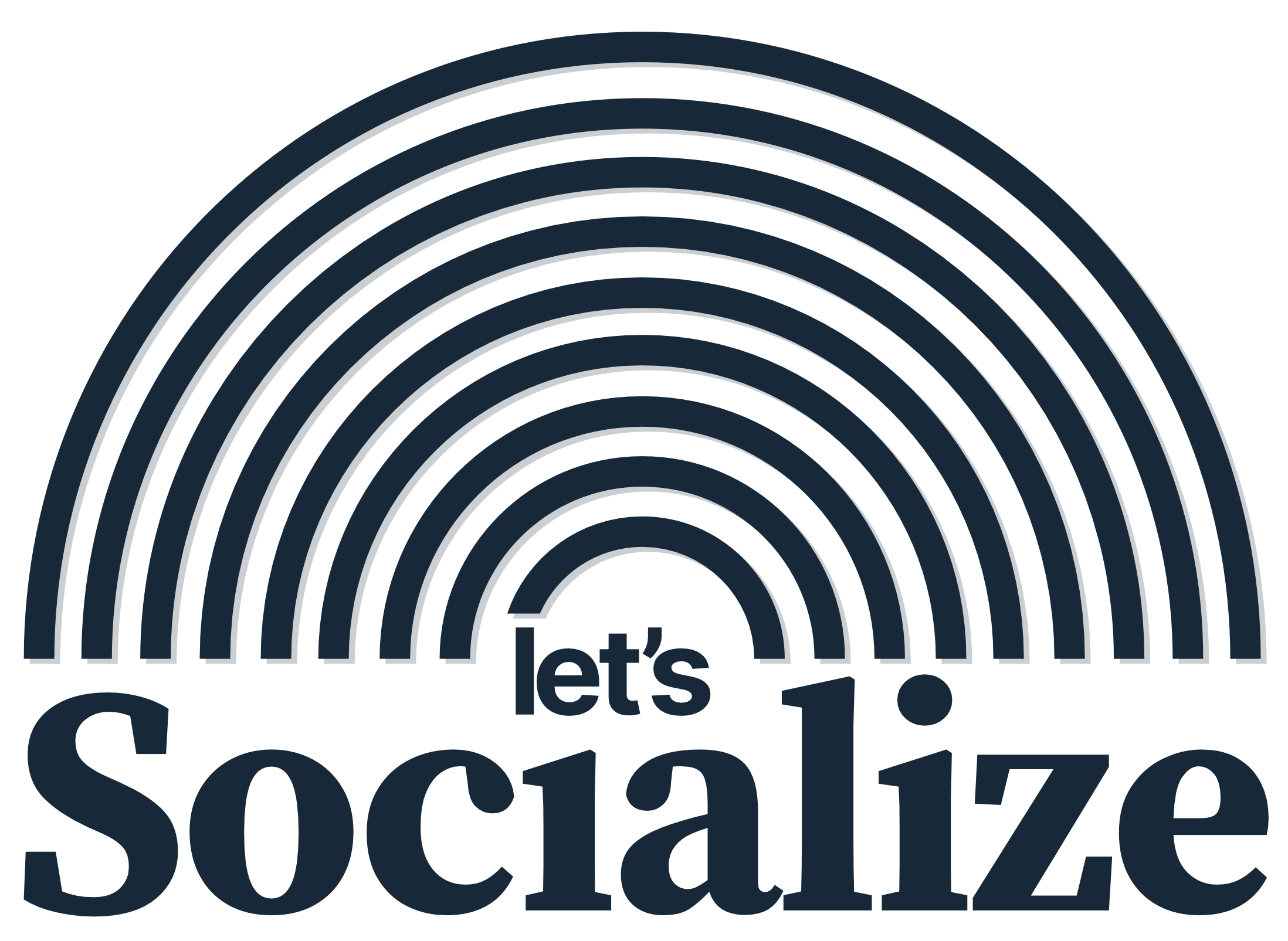 Logo von einer Vergesellschaftungskonferenz: Let's socialize mit mehreren gestapelten Halbkreisen darüber